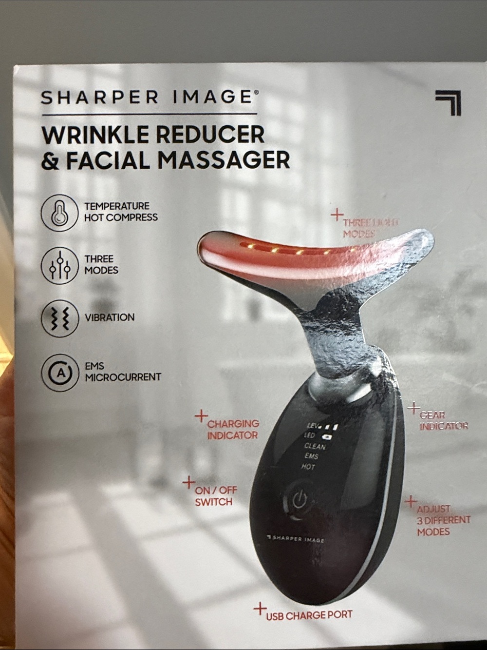 Sharper Image Black and Rose Gold Wrinkle Reducer & Facial Massager